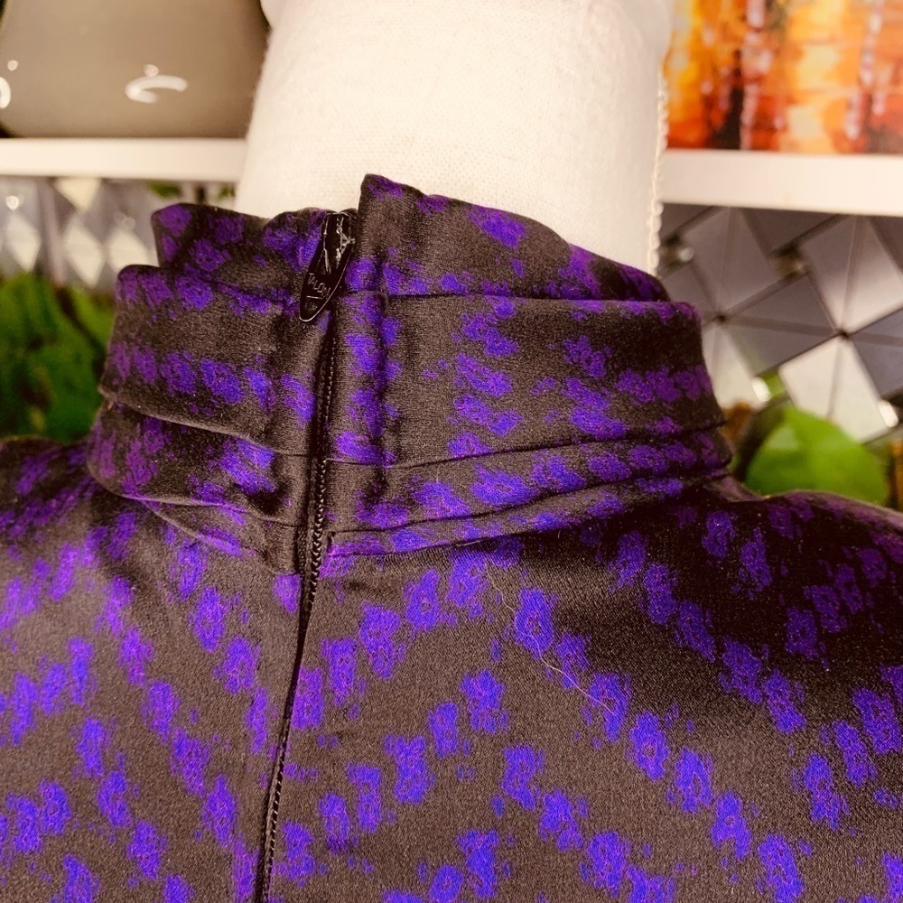 Carolina Herrera 100% Silk Matching set Skirt, Jacket Belt Plum/Midnight - Picture 6 of 16